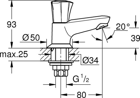 GROHE Costa L Fonteinkraan - 1/2'' aansluiting - Chroom