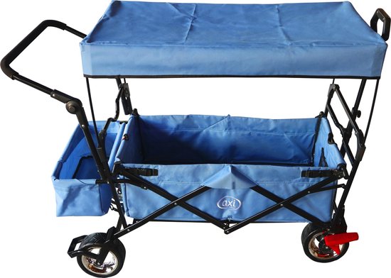 AXI AB210 Opvouwbare Bolderwagen in Blauw - Bolderkar met dak, tas, rem en duwstang - Max. 80kg