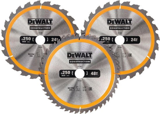 DeWALT DT1963 Cirkelzaagbladen Set 250mm (24T/24T48T 250 x 30mm)
