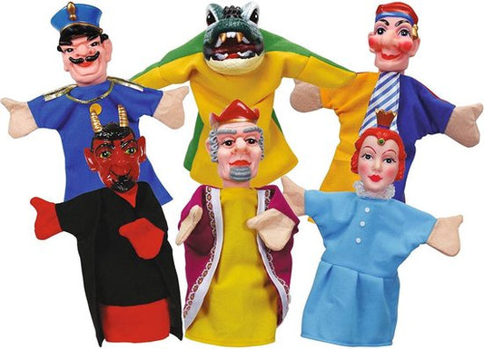 Simba Poppenkastpoppen - Set met 3 Handpoppen koningin, nar en agent