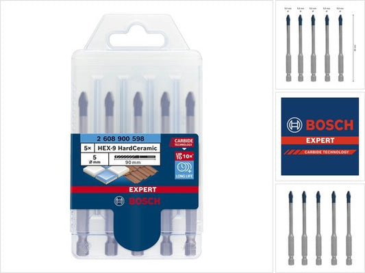 Bosch Expert HEX-9 HardCeramic boorset – 5-delige tegelboorset – voor dakpannen