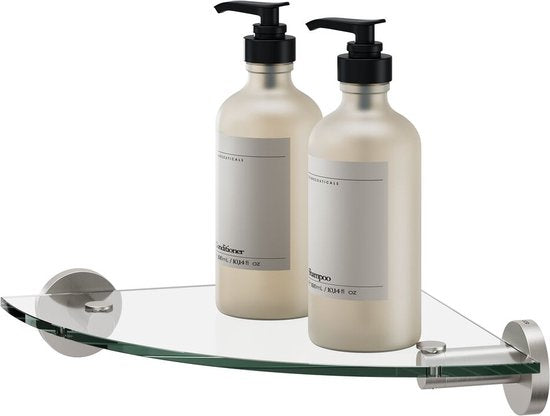 Tiger Boston - Hoekplank 25 cm - Zonder boren - Planchet - Boren of lijmen - RVS geborsteld