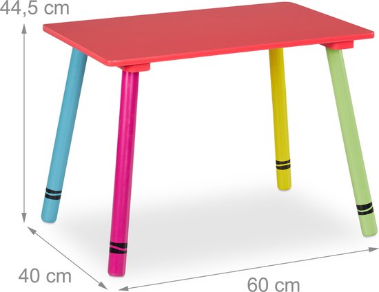 kindertafel en 2 stoeltjes - 44 cm hoog - mdf - hout - speeltafel