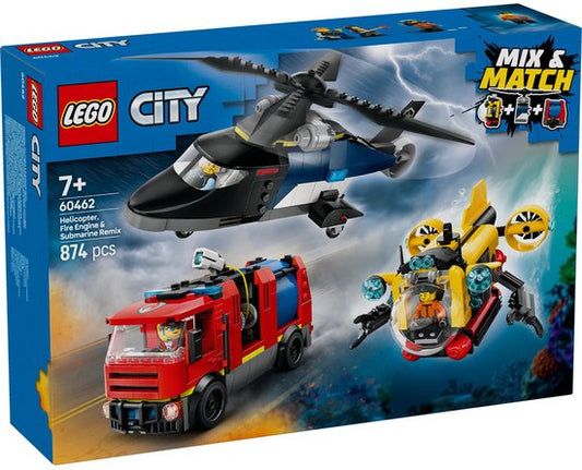 LEGO City Helikopter brandweerauto en onderzeeër remix - 60462