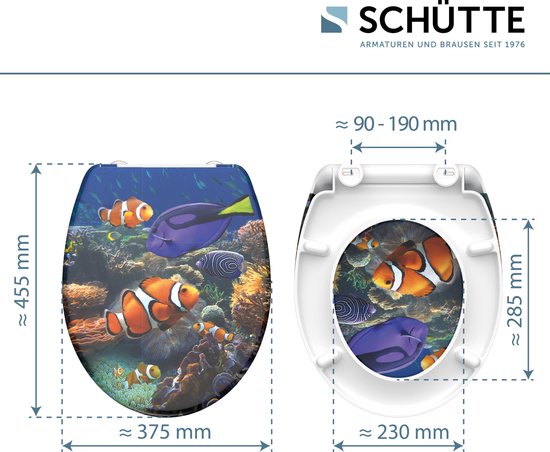 SCHÜTTE WC-Bril 82372 SEA LIFE - Duroplast - Soft Close - Afklikbaar - RVS-Scharnieren - Belastbaar tot 175 kg - Decor - 3-zijdige Print