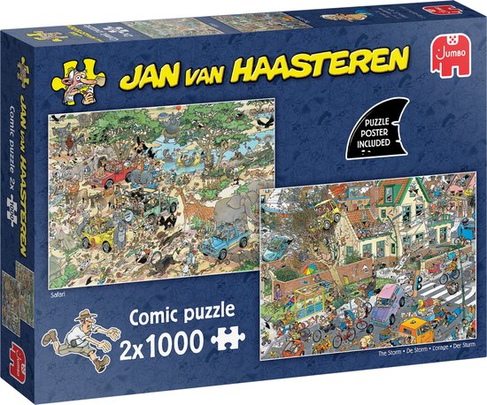 Jan van Haasteren - Safari & Storm - 2-in-1 puzzel - 2 x 1000 stukjes puzzel - Legpuzzel