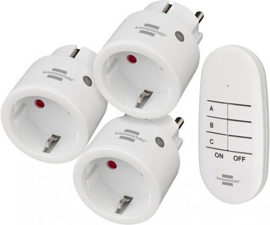 Brennenstuhl Comfort-Line Draadloze Schakelaarset Mini 3+1, 3 mini draadloze schakelaars (voor binnenshuis, met Afstandsbediening