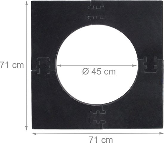 dartbord surround ring R6 - 4-delig - 45 cm - muurbescherming - Ø 71x71x3 cm - zwart