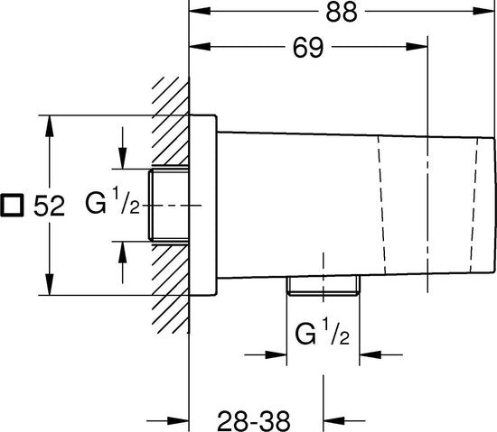 GROHE Euphoria Cube Wandaansluitbocht - Voor douche met muurhouder - Chroom