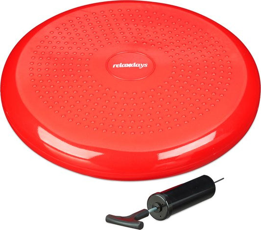wiebelkussen - Ø 33 cm - met luchtpomp - max. 140 kg - balanskussen met noppen rood