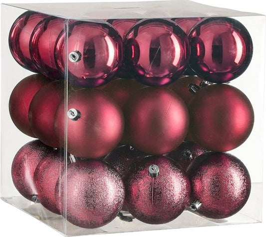 House of Seasons Kerstballen Set - 27 Stuks - Ø6 cm - Onbreekbaar - Fuchsia