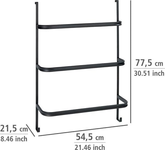 WENKO Handdoekhouder Irpinia 78x55cm Staal Zwart - Handdoekrek - Handdoekenrek - Handdoekstang