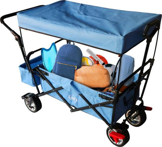 AXI AB210 Opvouwbare Bolderwagen in Blauw - Bolderkar met dak, tas, rem en duwstang - Max. 80kg