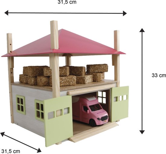 Kids Globe Houten Hooiberg met Berging 1:32 - Roze