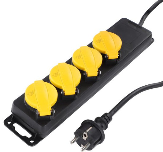 Exin stekkerdoos – 4–voudig – randaarde – 3500W – 3 x 1.5 mm² – 3 m – zwart