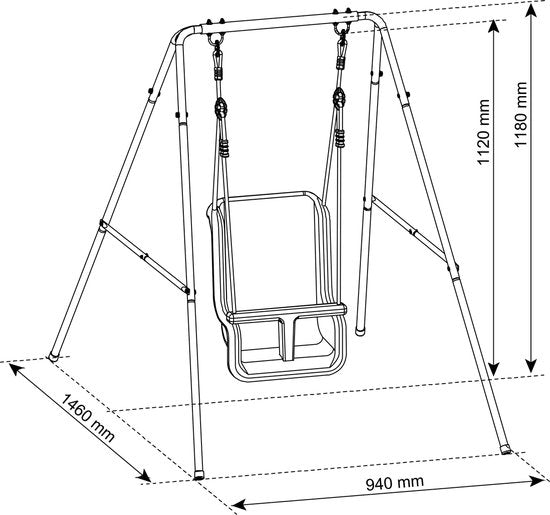 Baby Schommel met zitje Antraciet/créme - Vrijstaande schommelset voor binnen en buiten