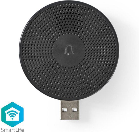 Nedis SmartLife Gong - RF, frequentie 433 MHz - Accessoire voor: WIFICDP10GY / WIFICDP30WT / WIFICDP40CWT - USB Gevoed - 4 geluiden - 5 V DC - Instelbaar volume - Zwart