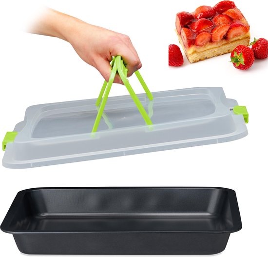 bakvorm met deksel - taartdoos - transportbox voor taart - 3 in 1 - groen