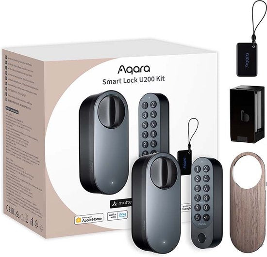 Aqara Smart Lock U200 Kit - Zwart - Slim Deurslot - Vingerafdruk & Pincode