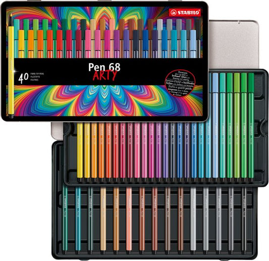 STABILO Pen 68 - Premium Viltstift - Metalen Etui - 40 Verschillende Kleuren
