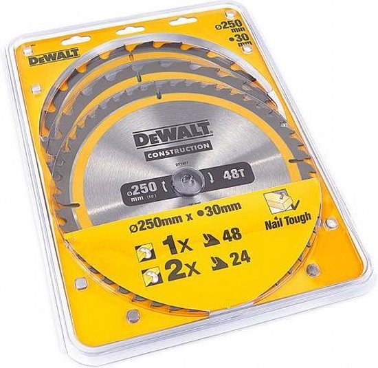 DeWALT DT1963 Cirkelzaagbladen Set 250mm (24T/24T48T 250 x 30mm)