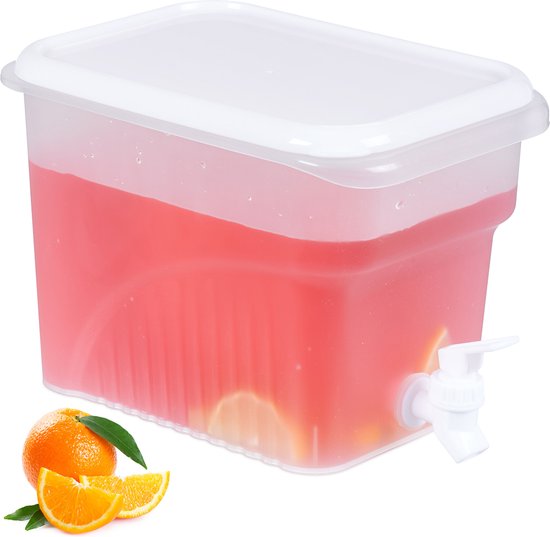 drankdispenser koelkast - 4,8 liter - kraantje en deksel - kunststof