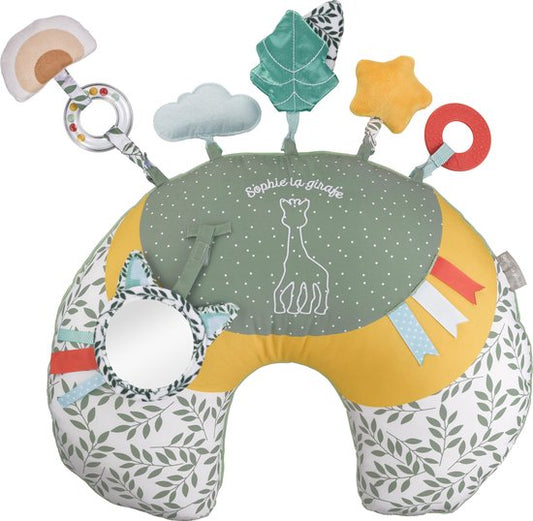 Sophie de giraf Cosy Play Speelkussen - Tummy time - Activiteitenkussen - Baby speelgoed - Kraamcadeau - Babyshower cadeau - Vanaf 0 maanden - 45 x 13 x 35 cm - Groen/Geel/Wit