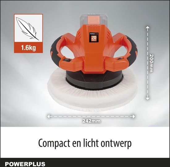 Dual Power accu haakse poliermachine POWDP4040 - 20V - 240mm - zonder accu en lader, power tool, auto-accessoire, met 2 acc.