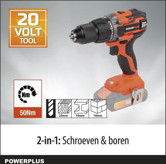 Powerplus Dual Power POWDP15100 accu schroefboormachine 20V Li-Ion zonder accu