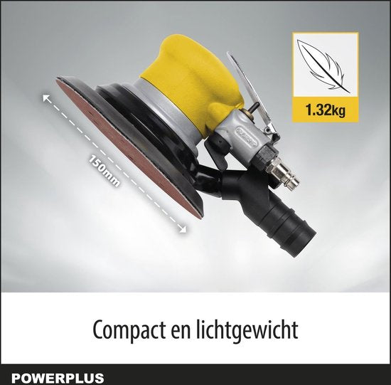 Powerplus pneumatische excentrische schuurmachine POWAIR0013 - 240L/min, 6.3 bar, schuurpapier ᴓ150mm - 10500min-1