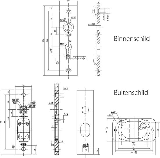 Starx Veiligheidsbeslag – Deurbeslag Zwart – Duwer/Kruk – Kortschild – PC55 mm