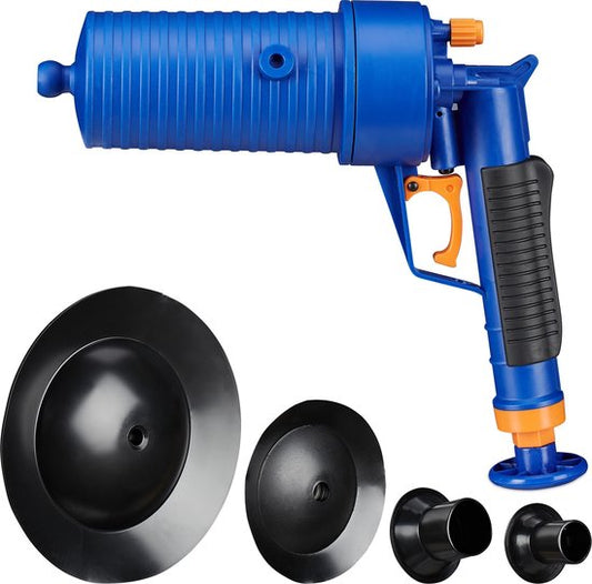 gootsteenontstopper luchtdruk - voor verstopte afvoer - met 4 opzetstukken