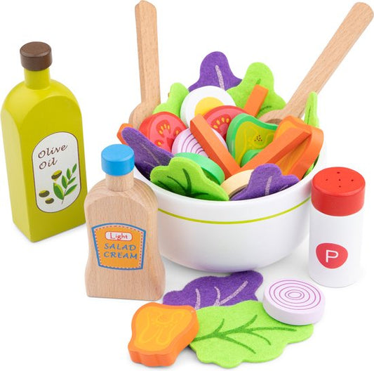 New Classic Toys® Houten Salade Set - "Maak Je Eigen Salade" Speelset met 30+ Accessoires - Rollenspel Speelgoedeten - Educatief Keukenspeelgoed - Vanaf 3 Jaa