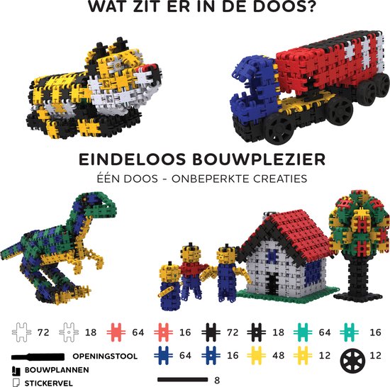 Nano Clics – Creative Builders 500 Piece Set – 5 in 1 Bouwblokken – SPEELGOED Gemaakt Van 100% RECYCLED Plastic – Speelgoed 8, 9, 10, 11, 12 jaar – Constructie Speelgoed