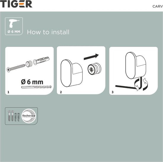 Tiger Carv - Handdoekhaakjes klein (2 stuks)
