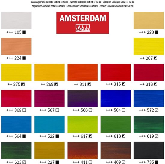 Amsterdam Standard Series acrylverf algemene selectie set | 24 × 20 ml