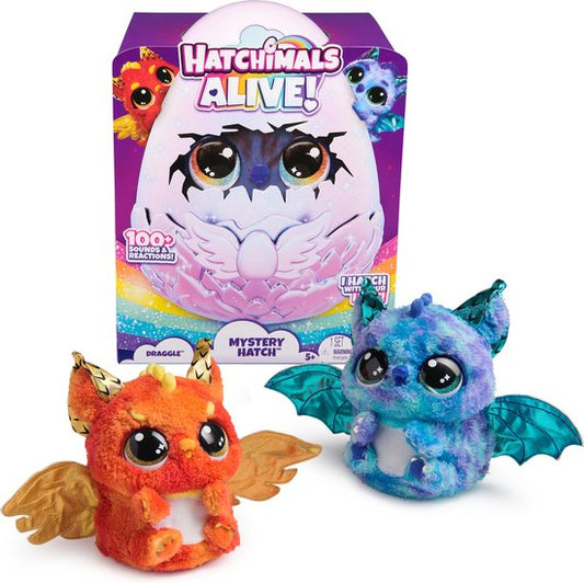 Hatchimals Alive - Mystery Hatch Draggle - Interactief verrassingsspeelgoed in een ei met mist, lichtjes en geluiden
