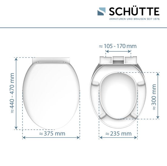 SCHÜTTE WC-Bril 10220 DUROPLAST - Antibacterieel - Soft Close - Gelakt - Wit