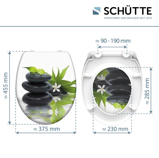 SCHÜTTE WC-Bril 82367 JASMIN - Duroplast - Soft Close - Afklikbaar - RVS-Scharnieren - Belastbaar tot 175 kg - Decor - 3-zijdige Print