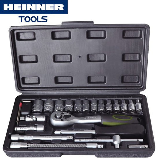 Heinner 24-delige 1/4" Doppenset met Ratel in Gereedschapskoffer - Semi Professionele Dopsleutelset - Chroom Vanadium