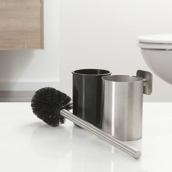 Tiger Colar -  Wc borstel met houder- Zonder te boren - Zelfklevend 3M tape - RVS geborsteld