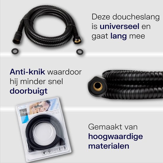 Plieger Napoli Doucheslang - Universeel - Metaal - Mat zwart - 150cm