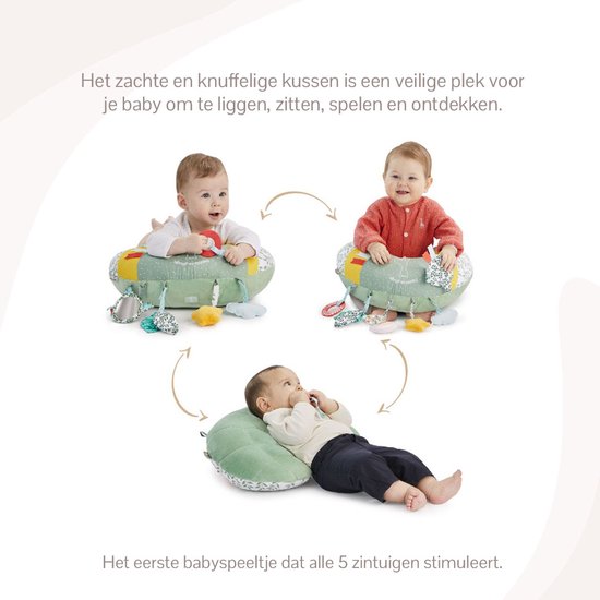 Sophie de giraf Cosy Play Speelkussen - Tummy time - Activiteitenkussen - Baby speelgoed - Kraamcadeau - Babyshower cadeau - Vanaf 0 maanden - 45 x 13 x 35 cm - Groen/Geel/Wit