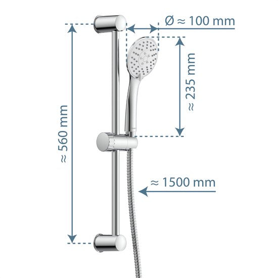 SCHÜTTE Napoli Doucheset met Handdouche - 60 cm Glijstang - 3 standen - Chroom