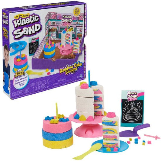 Kinetic Sand - Regenboog Taartenwinkel met 680 g origineel kinetisch zand 10 stuks keukengerei en accessoires - Sensorisch speelgoed
