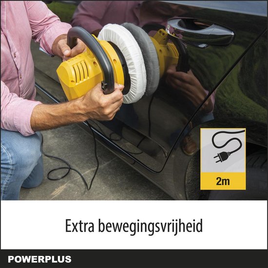 Powerplus elektrische haakse poliermachine POWX04960 - 120W - 240mm - power tool, auto-accessoire, met 2 acc.