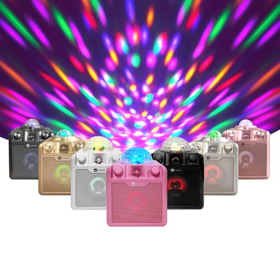 N-GEAR Disco Block 410 - Bluetooth Speaker - Karaoke Set - Party Box met 2 Microfoons - Wit