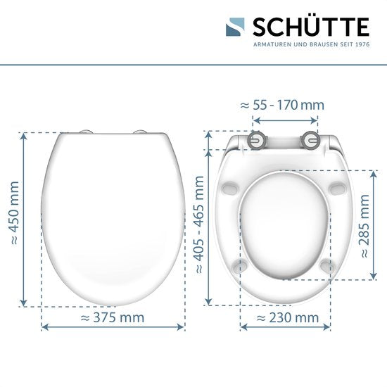 SCHÜTTE WC-Bril 82600 WHITE - Duroplast - Soft Close - Afklikbaar - RVS-Scharnieren - Belastbaar tot 250 kg - Gelakt - Wit