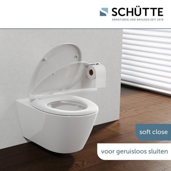 SCHÜTTE WC-Bril 82600 WHITE - Duroplast - Soft Close - Afklikbaar - RVS-Scharnieren - Belastbaar tot 250 kg - Gelakt - Wit