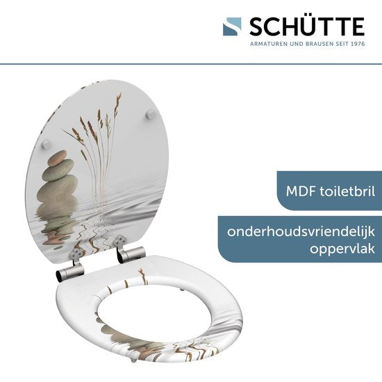 SCHÜTTE WC-Bril 80122 BALANCE - MDF-Hout - Soft Close - Verchroomde Scharnieren - Belastbaar tot 175 kg - Decor - 3-zijdige Print